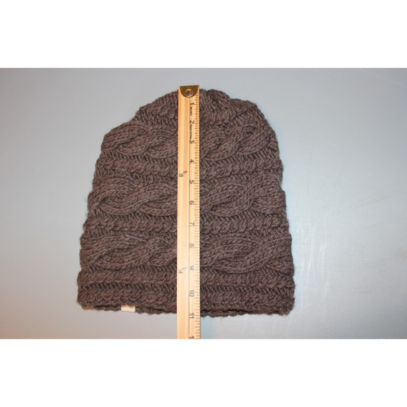 Nirvanna Designs HAT Cable Knit Brown Merino Wool Hand Knit Lined Woman’s - Picture 8 of 9